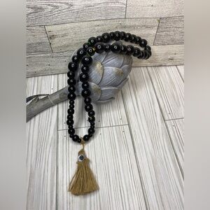 Handmade Garland rustic wood, farmhouse wood beaded garland, garland tassel